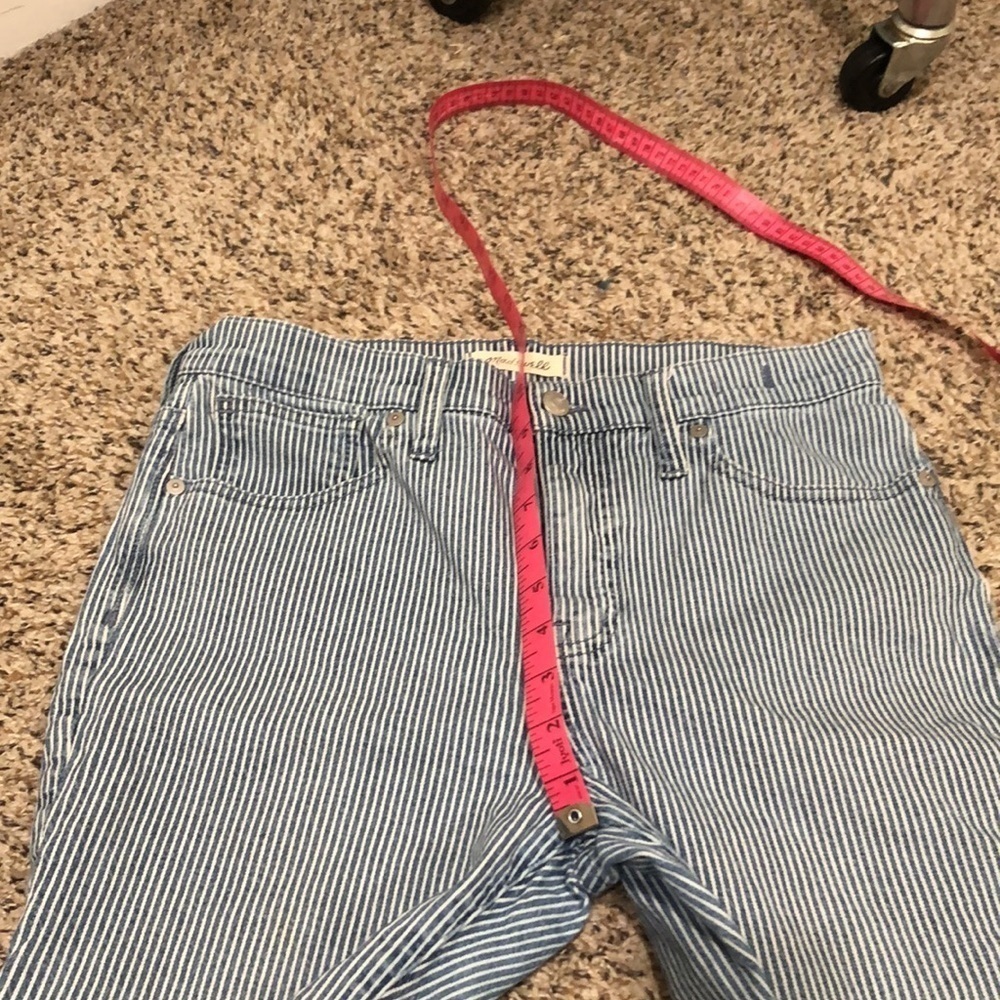 Madewell 9” Mid Rise Skinny Jeans Size 29 Blue White Striped - Picture 5 of 11
